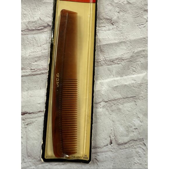 Vintage Genuine Ace All Purpose Hair Comb Brown Tortoise Print Retro Barber NEW - Picture 2 of 6